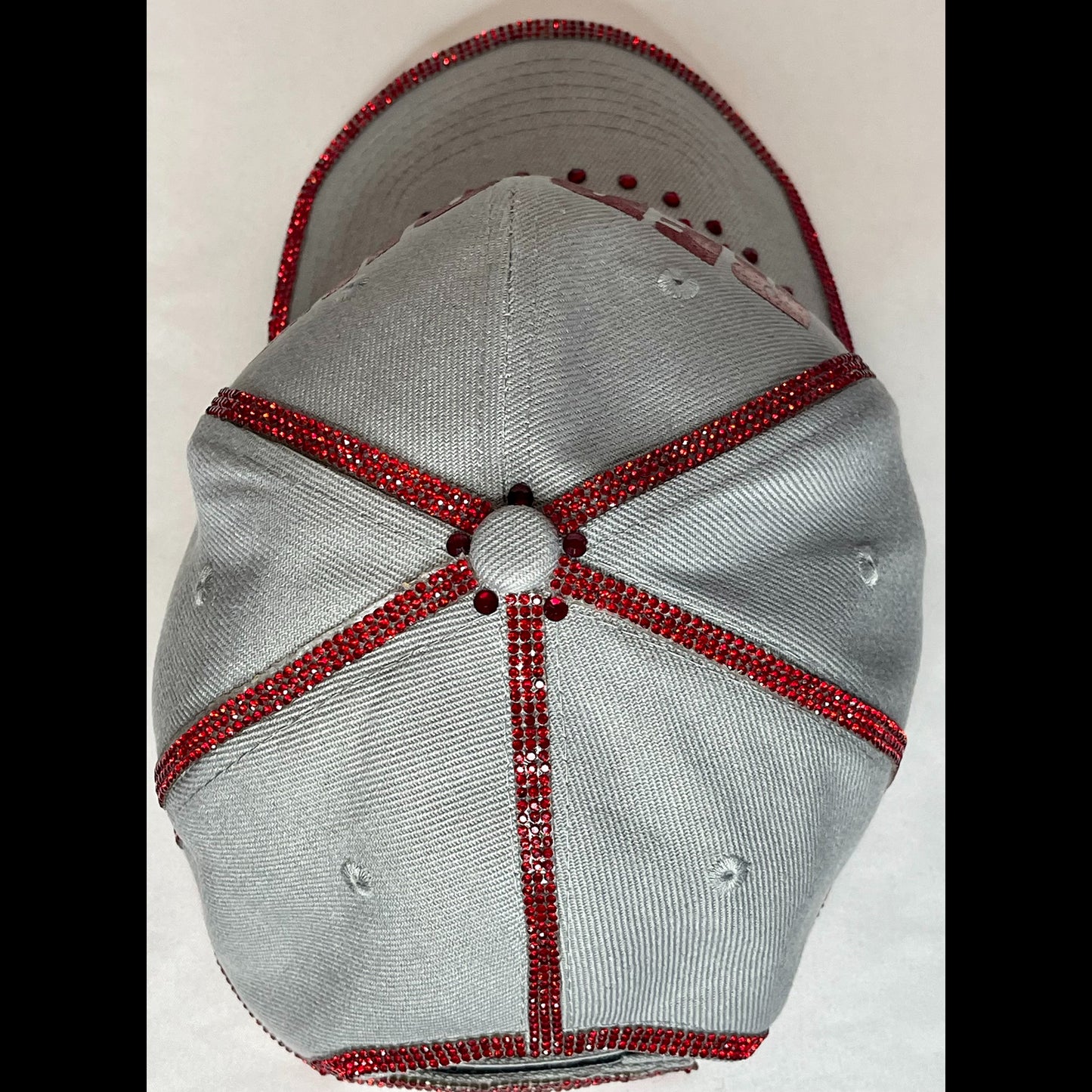 Gray Hat – Sparkly Red Letters – Red Rhinestones