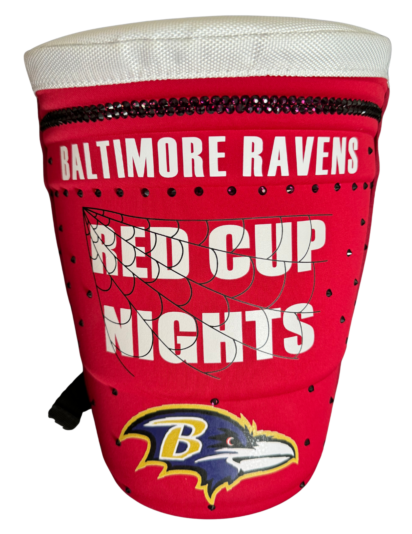 Small Bedazzled Red Cup Backpack with Customized Sports Teams
