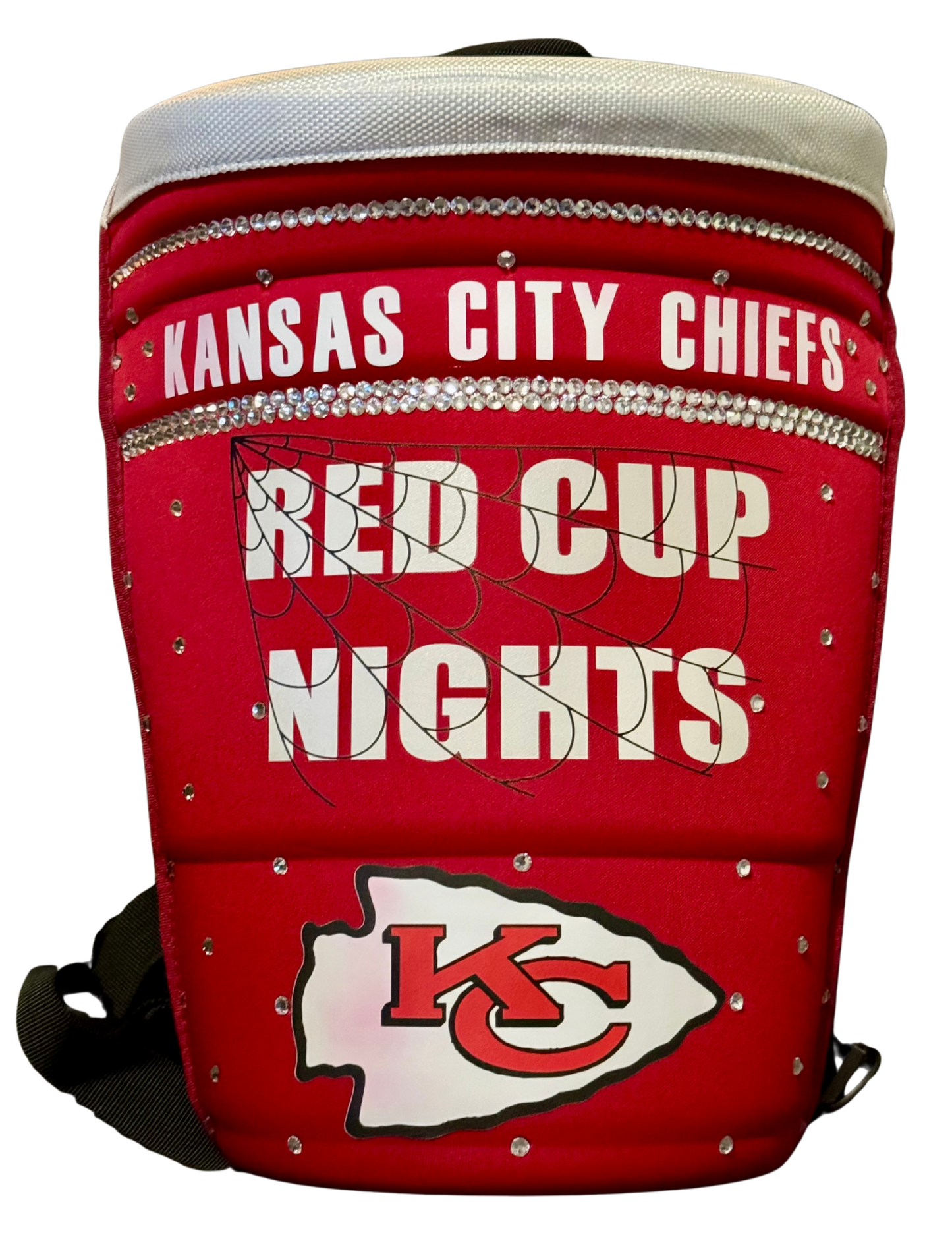 Small Bedazzled Red Cup Backpack with Customized Sports Teams