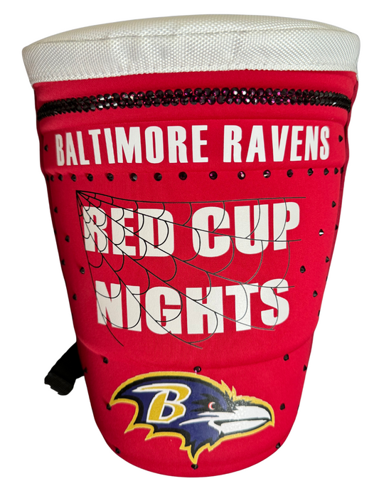 Small Bedazzled Red Cup Backpack with Customized Sports Teams