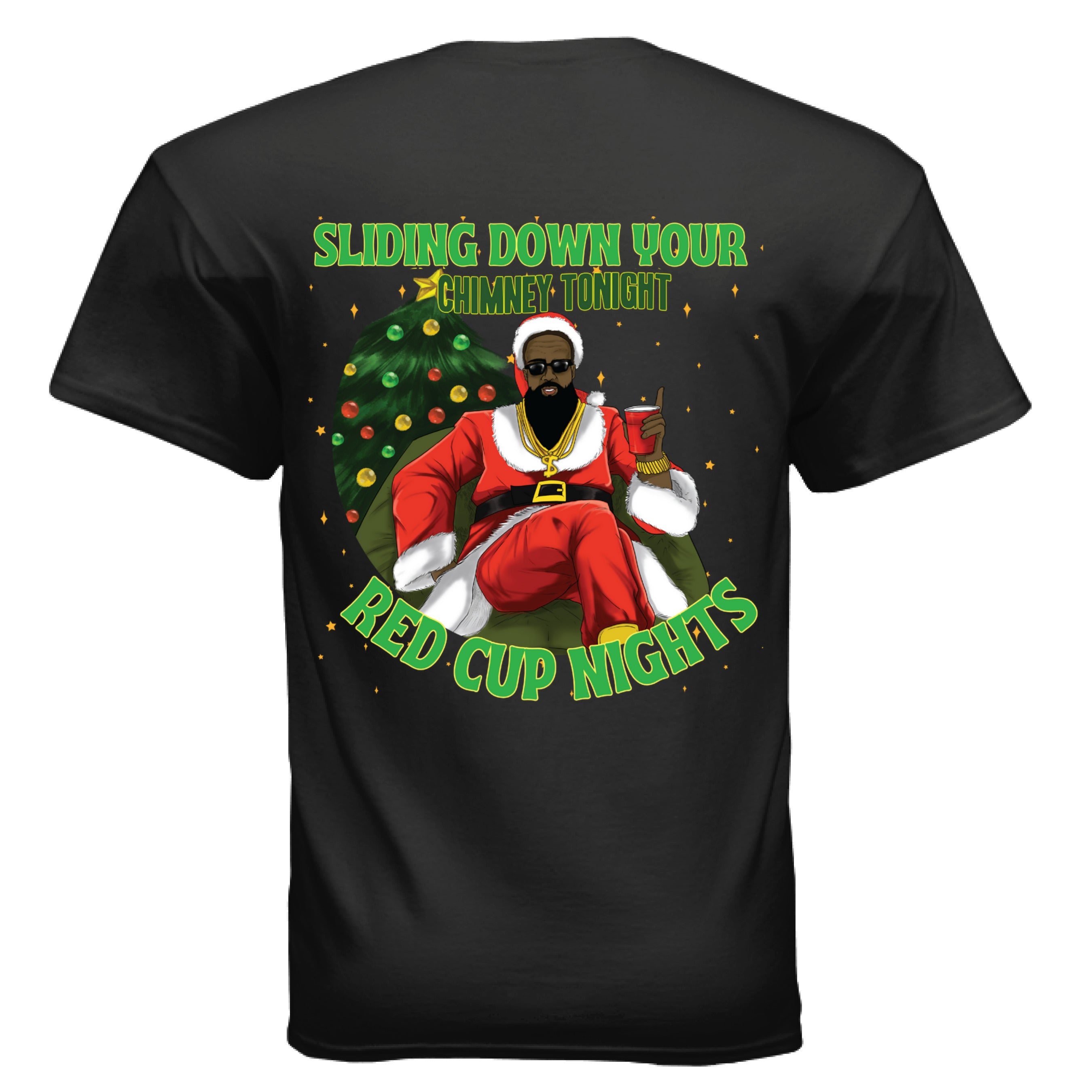 Black Santa Christmas Gildan G500 Adult 5.3 oz. T-Shirt – Red Cup